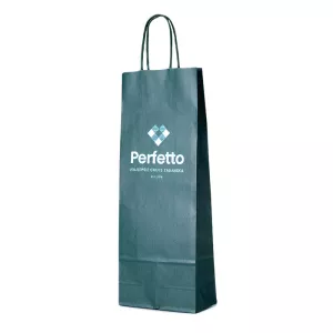 Zelená papierová taška na 1 fľašu