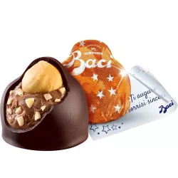 Perugina Baci pralinky s horkou čokoládou, príchuťou Amaretto sušienok, lieskovým orechom a mandľami 150g thumbnail-2