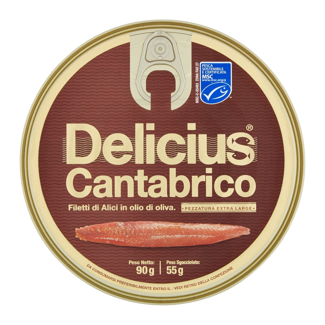 E-shop Delicius extra veľké sardely z Kantábrijského mora v olivovom oleji 90g - 1ks